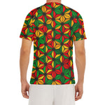 Geometric Reggae Pattern Print Men's Short Sleeve Rash Guard