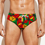 Geometric Reggae Pattern Print Men's Swim Briefs