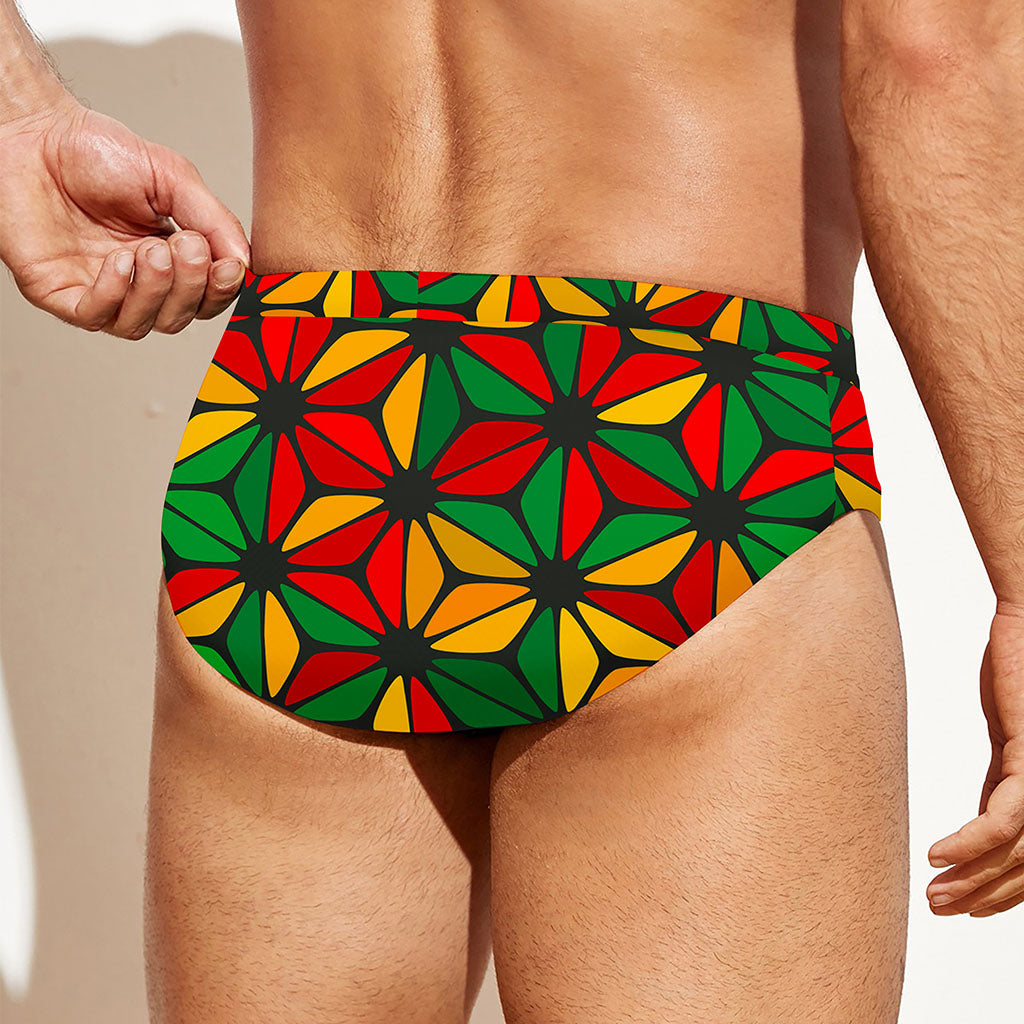 Geometric Reggae Pattern Print Men's Swim Briefs
