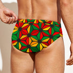 Geometric Reggae Pattern Print Men's Swim Briefs