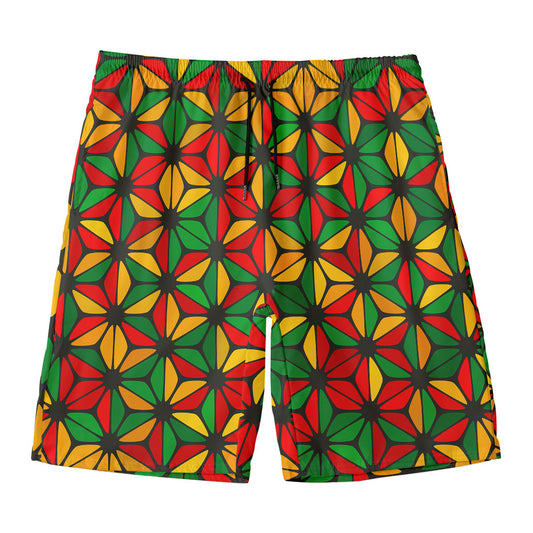 Geometric Reggae Pattern Print Men's Swim Trunks