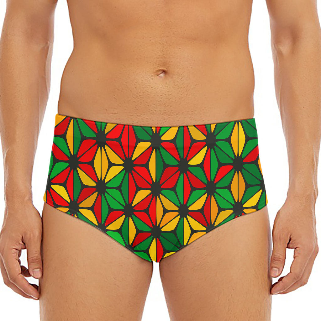 Geometric Reggae Pattern Print Men's Triangle Swim Briefs
