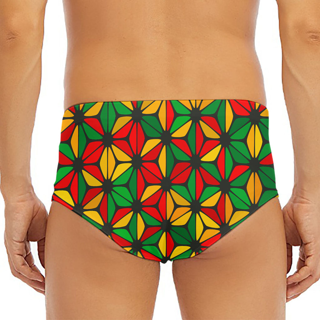 Geometric Reggae Pattern Print Men's Triangle Swim Briefs