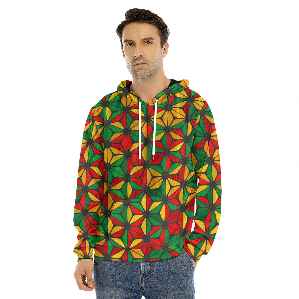 Geometric Reggae Pattern Print Men's Velvet Pullover Hoodie