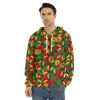 Geometric Reggae Pattern Print Men's Velvet Pullover Hoodie