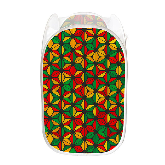 Geometric Reggae Pattern Print Mesh Laundry Hamper