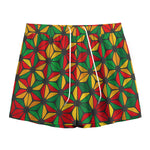 Geometric Reggae Pattern Print Mesh Shorts