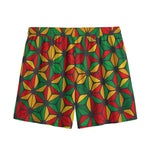 Geometric Reggae Pattern Print Mesh Shorts