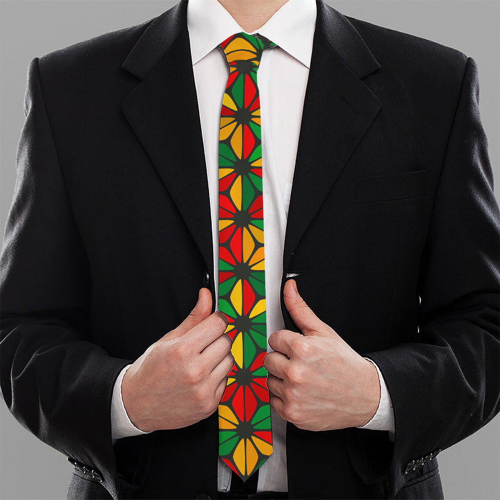 Geometric Reggae Pattern Print Necktie