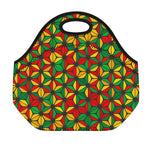 Geometric Reggae Pattern Print Neoprene Lunch Bag