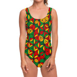 Geometric Reggae Pattern Print One Piece Swimsuit