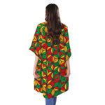 Geometric Reggae Pattern Print Open Front Beach Cover Up