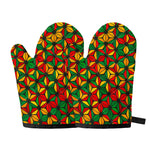 Geometric Reggae Pattern Print Oven Mitts