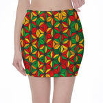 Geometric Reggae Pattern Print Pencil Mini Skirt