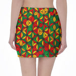 Geometric Reggae Pattern Print Pencil Mini Skirt