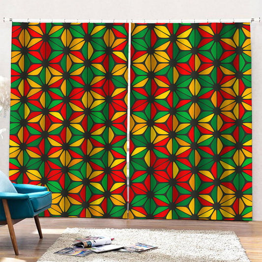 Geometric Reggae Pattern Print Pencil Pleat Curtains