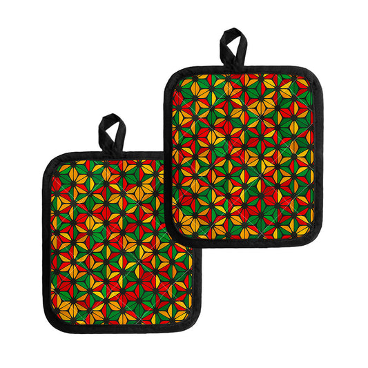 Geometric Reggae Pattern Print Pot Holders