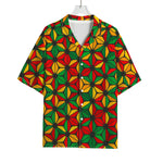Geometric Reggae Pattern Print Rayon Hawaiian Shirt