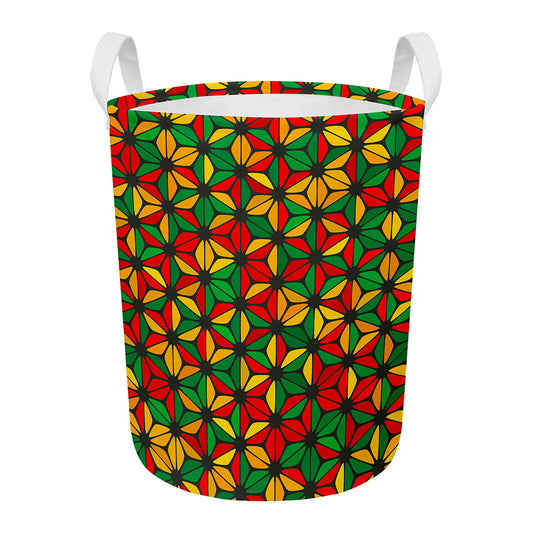 Geometric Reggae Pattern Print Round Laundry Basket