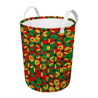 Geometric Reggae Pattern Print Round Laundry Basket