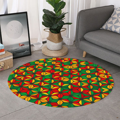 Geometric Reggae Pattern Print Round Rug