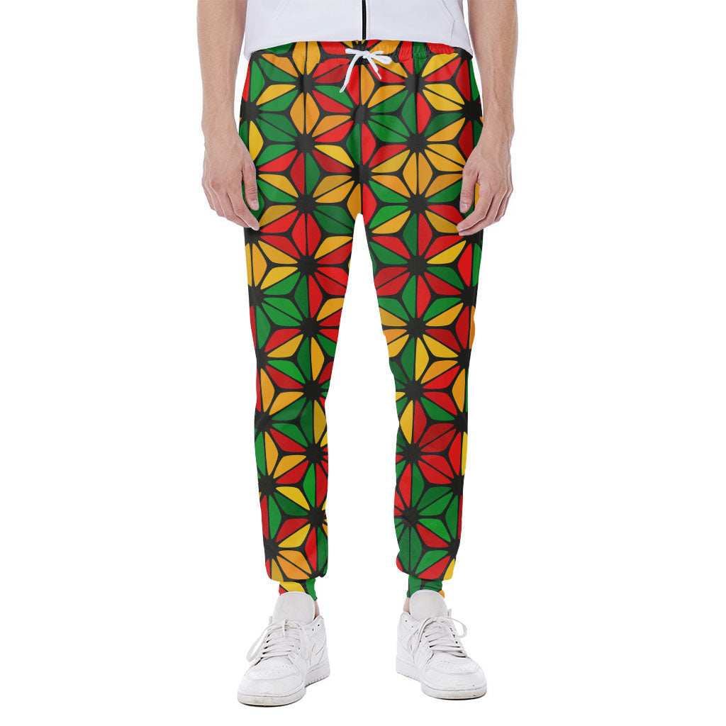 Geometric Reggae Pattern Print Scuba Joggers