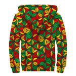 Geometric Reggae Pattern Print Sherpa Lined Zip Up Hoodie
