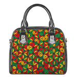 Geometric Reggae Pattern Print Shoulder Handbag