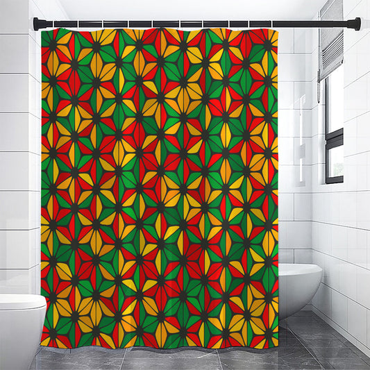 Geometric Reggae Pattern Print Shower Curtain