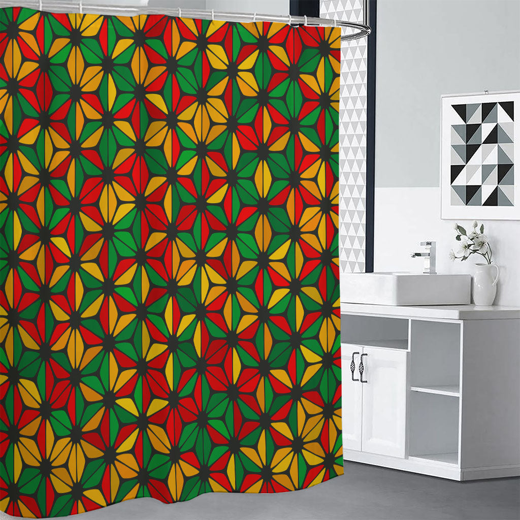 Geometric Reggae Pattern Print Shower Curtain