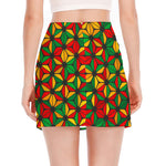 Geometric Reggae Pattern Print Side Slit Mini Skirt