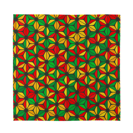 Geometric Reggae Pattern Print Silk Bandana