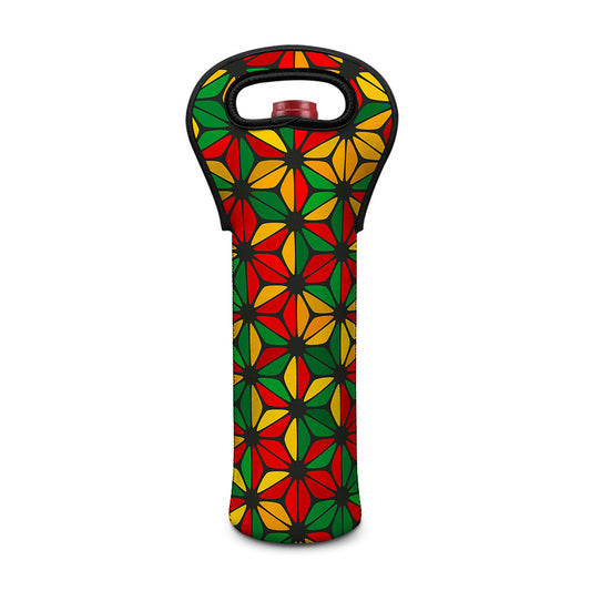 Geometric Reggae Pattern Print Single Neoprene Wine Tote