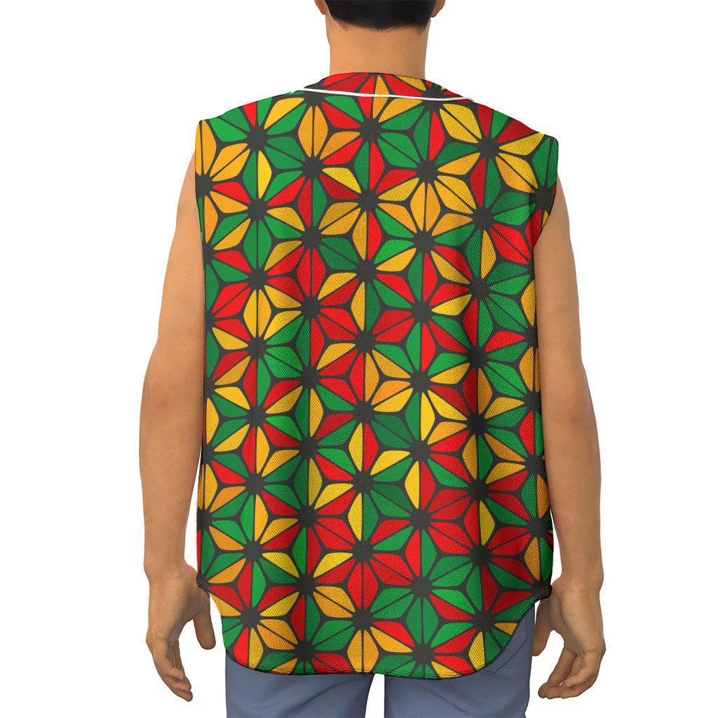 Geometric Reggae Pattern Print Sleeveless Baseball Jersey