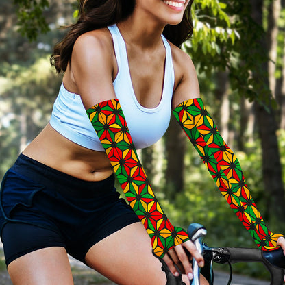 Geometric Reggae Pattern Print Sun Protection Arm Sleeves