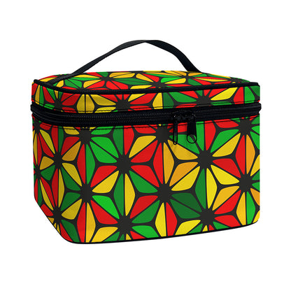 Geometric Reggae Pattern Print Travel Makeup Bag