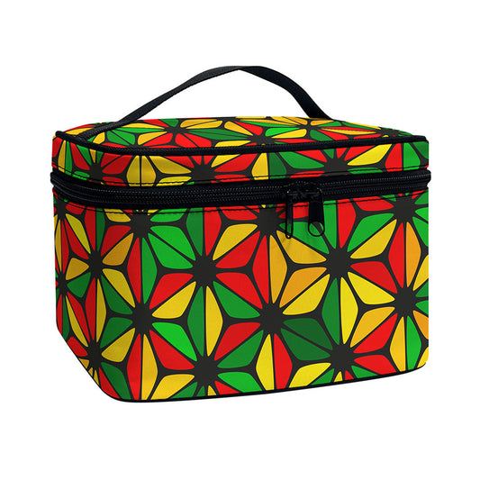 Geometric Reggae Pattern Print Travel Makeup Bag