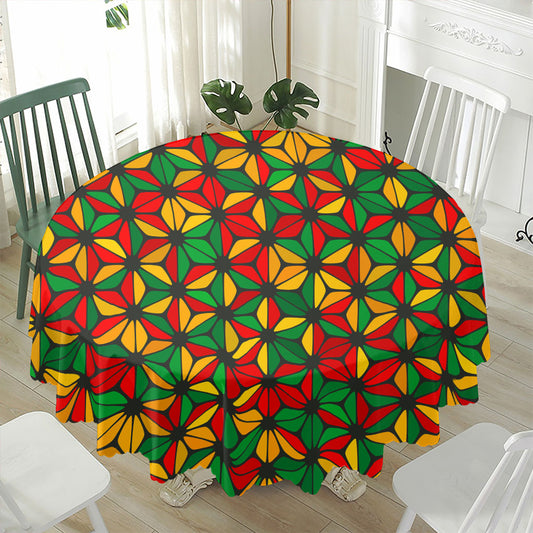 Geometric Reggae Pattern Print Waterproof Round Tablecloth