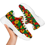 Geometric Reggae Pattern Print White Chunky Shoes