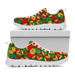 Geometric Reggae Pattern Print White Running Shoes