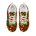 Geometric Reggae Pattern Print White Running Shoes