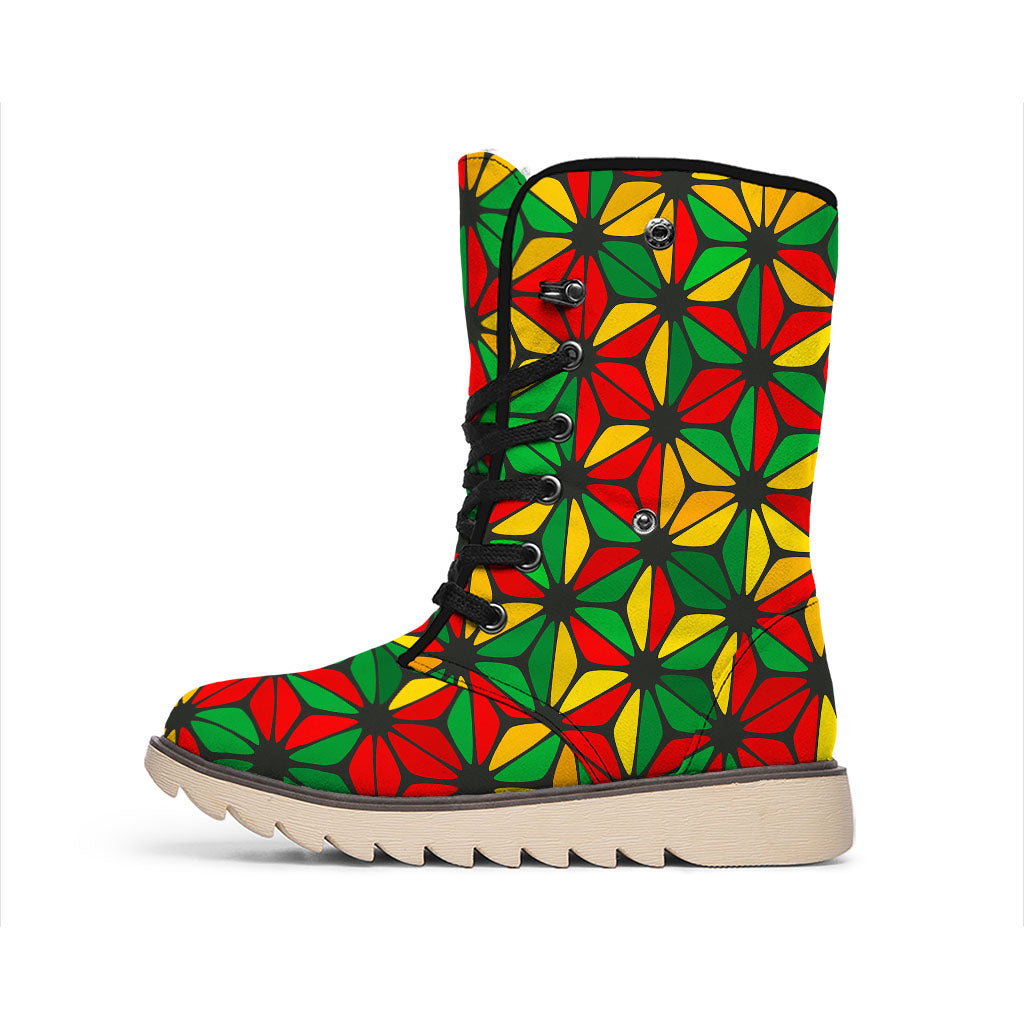 Geometric Reggae Pattern Print Winter Boots