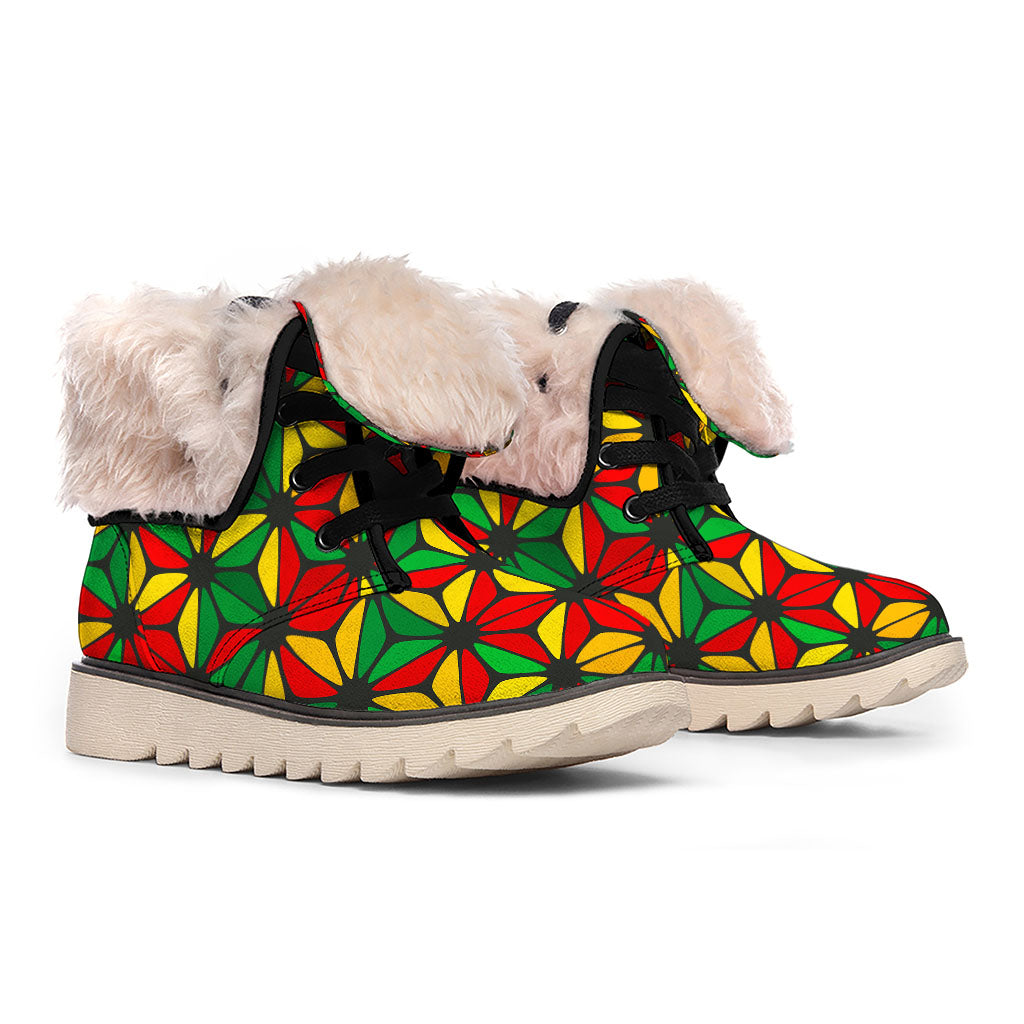 Geometric Reggae Pattern Print Winter Boots