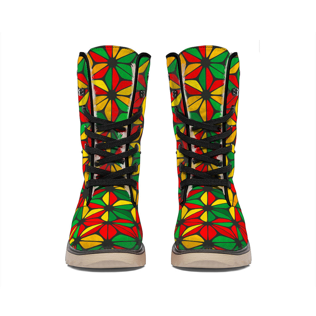 Geometric Reggae Pattern Print Winter Boots