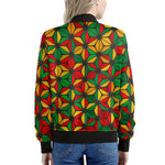 Geometric Reggae Pattern Print Women's Bomber Jacket