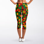 Geometric Reggae Pattern Print Women's Capri Leggings