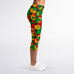 Geometric Reggae Pattern Print Women's Capri Leggings