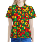 Geometric Reggae Pattern Print Women's Polo Shirt