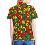 Geometric Reggae Pattern Print Women's Polo Shirt