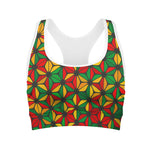 Geometric Reggae Pattern Print Women's Sports Bra